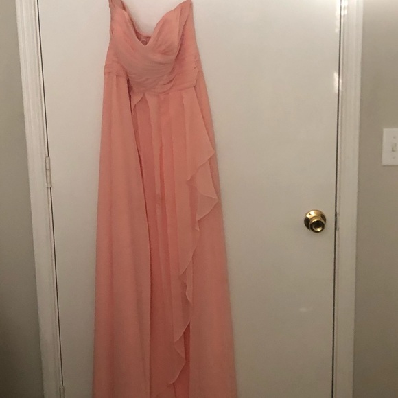 Strapless Crinkle Chiffon Dress with Cascade Skirt - Picture 2 of 5